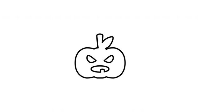 Minimalist outline animation of a carved spooky Halloween Jack o lantern pumpkin drawing on and fading out. Features a clean pop up style in 3 color setups.