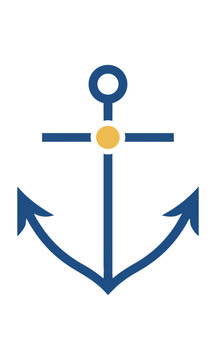 Minimalist emblem featuring a ship anchor merged with a Christian cross in a continuous monoline path design on a white background religious symbol concept
