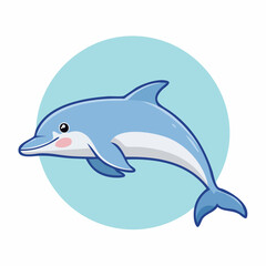 Fototapeta premium Cute Blue Dolphin Swimming Illustration