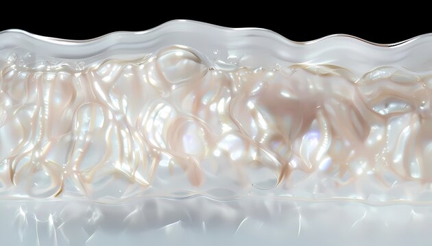 Luxurious clean beauty backdrop of compressed raw marine pearl hydrogel membrane