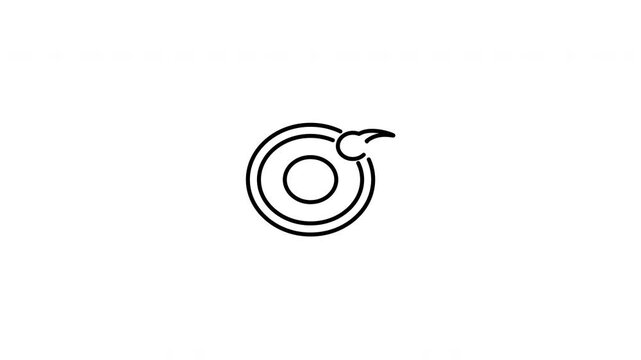 Minimalist outline animation of a scientific fertilization process of a sperm entering an egg drawing on and fading out. Features a clean pop up style in 3 color setups.
