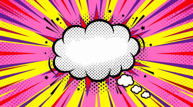 Dynamic pop art comic background with a partial white speech bubble ja