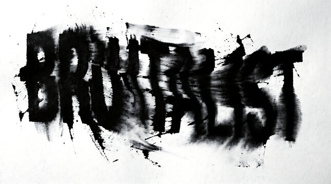 Brutalist ink typography artistic word on white background