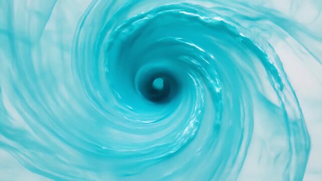 Abstract Turquoise Swirl Vortex Background - A detailed view of an abstract swirling vortex in a pale turquoise color. The fluid motion creates dynamic patterns against a clean white backdrop.