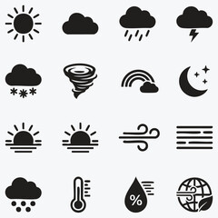 Obraz premium Weather and Climate Line Icon Collection for Forecast Applications Environmental Monitoring and Meteorology