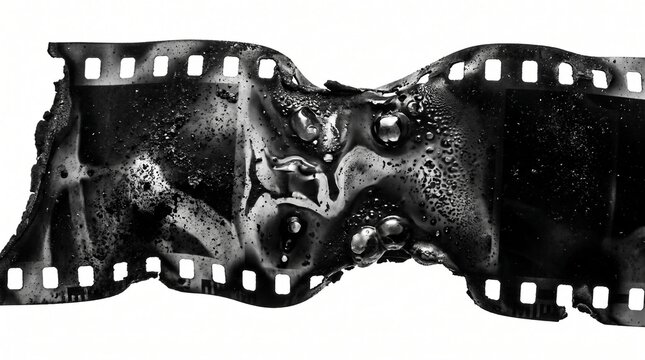 Damaged Burned Photographic Film Strip Negative
