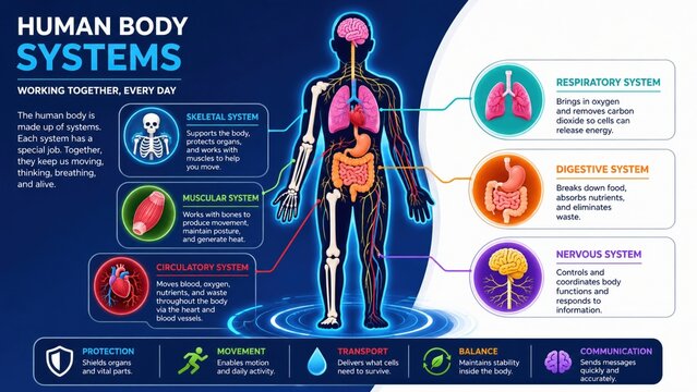 Human Body Systems Education Infographic