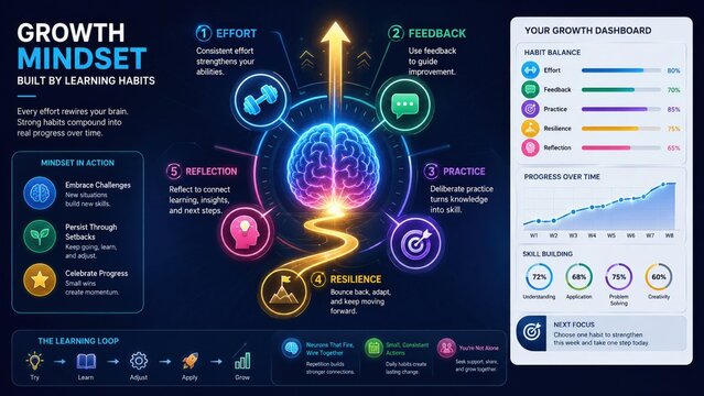 Growth Mindset Learning Habits Infographic