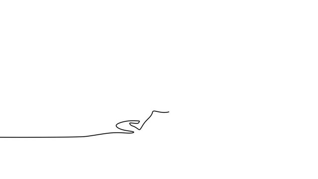 Male Surfer Catching Waves One Line Drawing Motion Ocean Sport Concept
