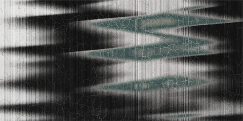 A striking abstract zigzag pattern with a textured, grunge aesthetic, featuring muted teal geometric shapes against a distressed charcoal and white background. © LumenCraft