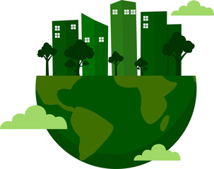 Green planet earth with green city concept © enway