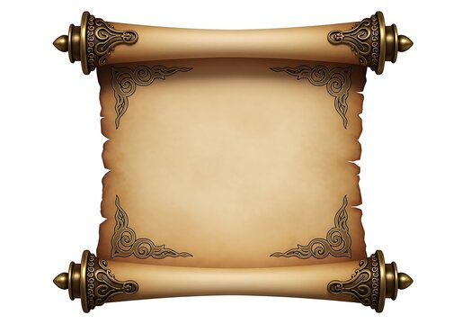 A pixelated image of a scroll with a map on it