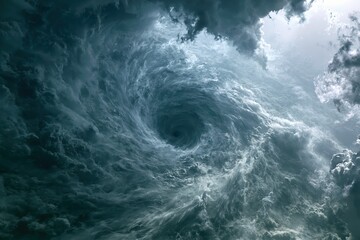Fototapeta premium Inside the Swirling Core of a Tornado with Dark Clouds Above