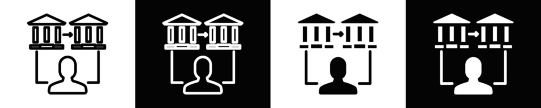 Wire Transfer Icon Set White And Black Background Style