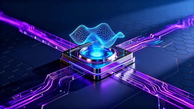 Futuristic circuit board with glowing element