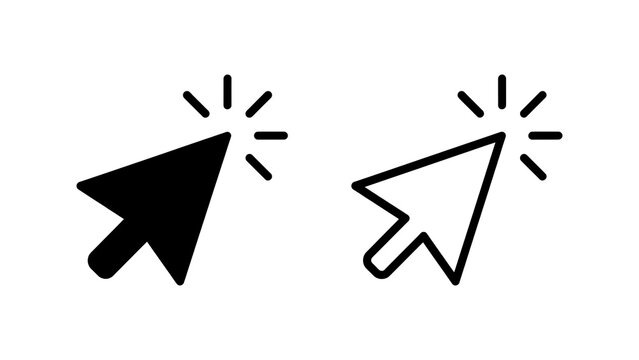 Computer mouse cursor icons clicking action set in black and white styles