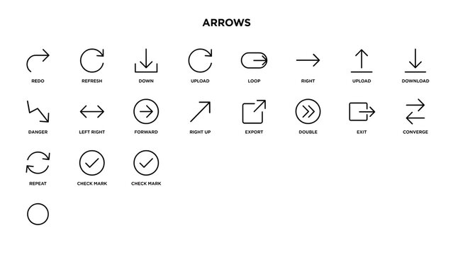 Collection of minimal arrow icons and directional symbols for UI design