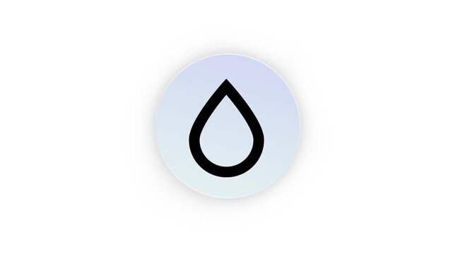 Water drop icon animation isolated on white background.