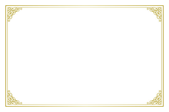 Simple gold vintage frame vector with ornamental corners