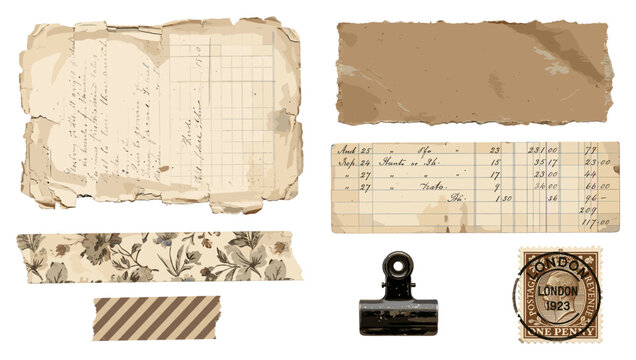 Vintage journal collage elements