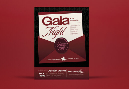 Red and Black Elegant Gala Night Flyer Layout