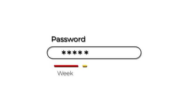 minimal password input interface with smooth scale animation and password strength indicator ui motion graphics.