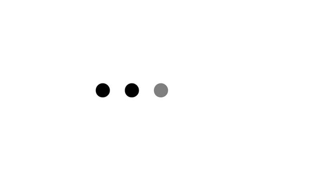 Dot loading thinking animation on black and white background animated. dots loading icon animation 4k.