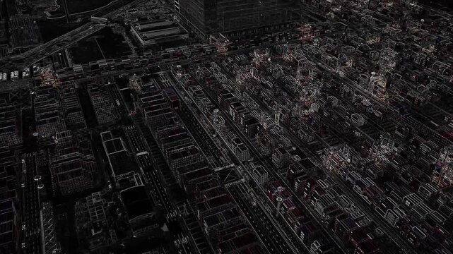 Cargo containers seaport black emboss effect. Freight sea port scan. Top aerial drone view monitoring city terrain. Ship delivery ocean harbor. Shipping night machine vision. Industrial Marine dock.