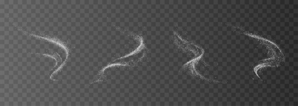 Transparent png white sparkling wave lines overlay with glowing elegant light effect glitter dust trail design shimmering swirl particle background image sparkly luxury shimmer festive abstract magic
