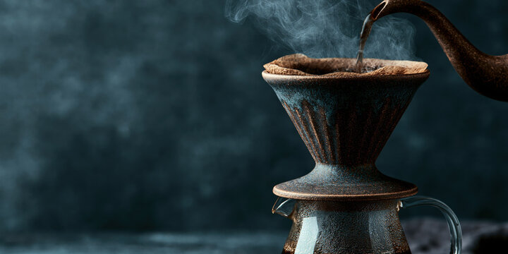 Metal pour-over coffee maker with steam