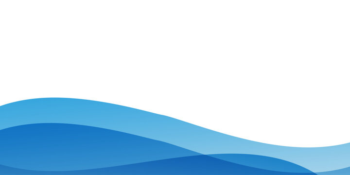 Modern abstract background with translucent blue waves flowing horizontally across the lower half of the image, leaving clean white space above for text or creative use.