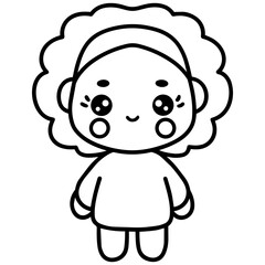 Fototapeta premium child with sunscreen dots girl hand drawn black and white outline