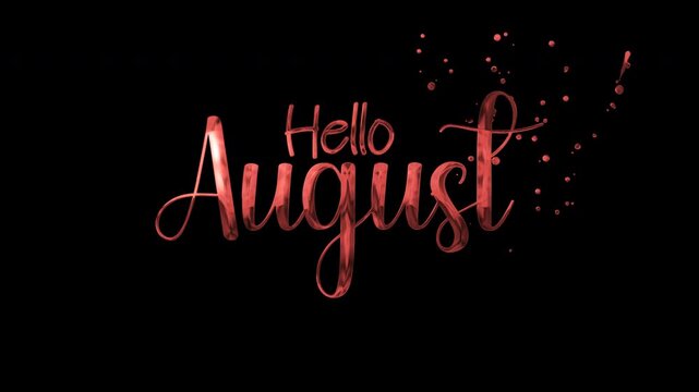 Metallic red typography with fancy cursive lettering and glitter stars is perfect for augustthemed social media posts or greeting cards.