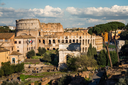The Colosseum and Roman Forum from the Palatine Hill, Rome, Italy