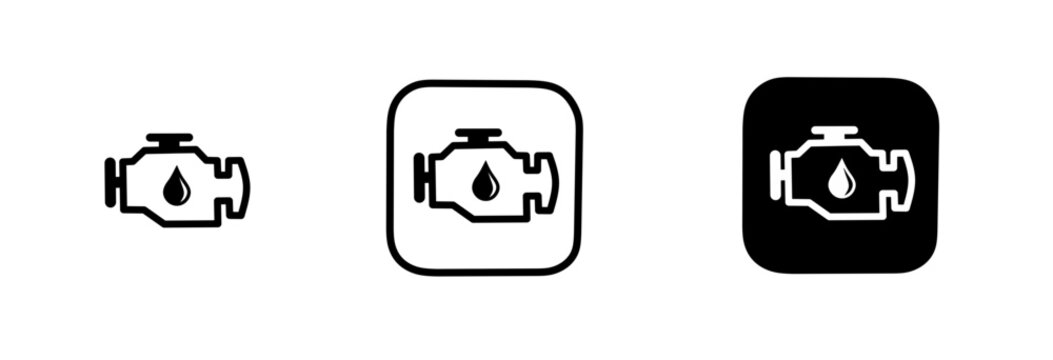 Check engine and oil warning indicator icon set 