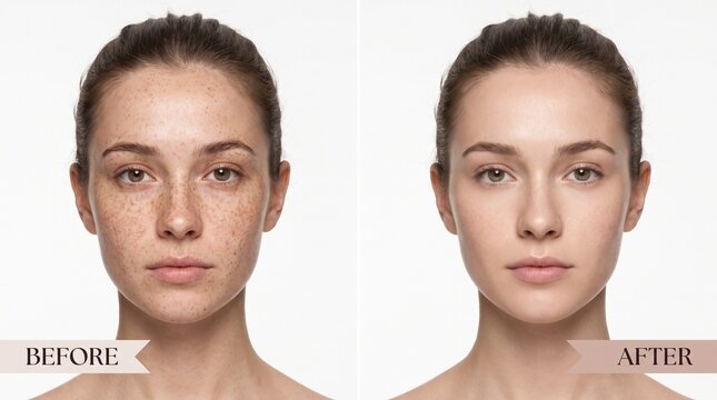 Before and After Freckle Removal Treatment Showing Clear Even Skin Tone Results