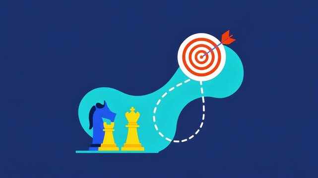 Strategy Chess Pieces and Target Arrow Animation