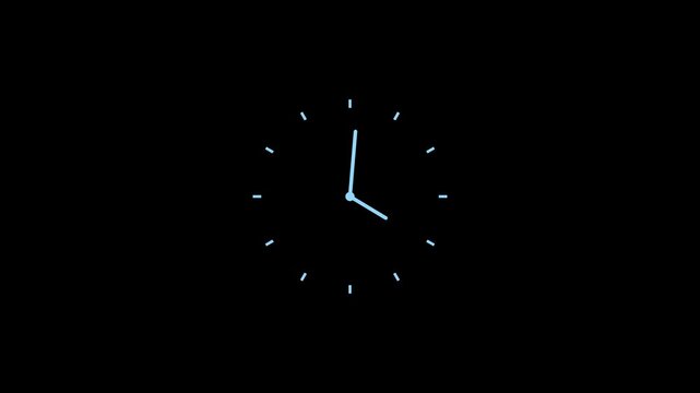 24 Hours Animated Clock. ALpha Channel Included. clock icon with moving arrows in 12 hour loop. Stopwatch animation.