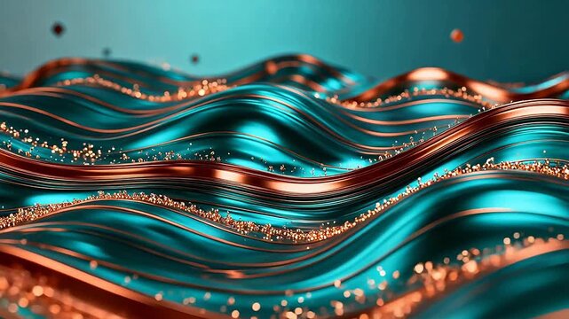 Abstract wave pattern with metallic shapes