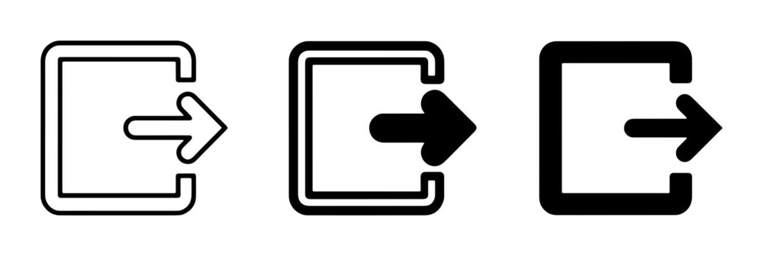 Exit Icon Set, Logout Symbol, Sign Out Button, Vector Graphics for Interface Design, Navigation Elements, User Access Controls, Digital Signage