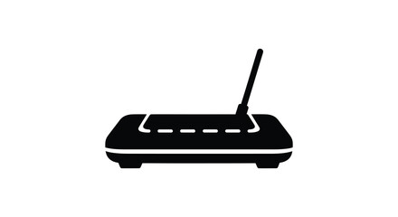 Fototapeta premium Wireless router with antenna a black silhouette against a white background