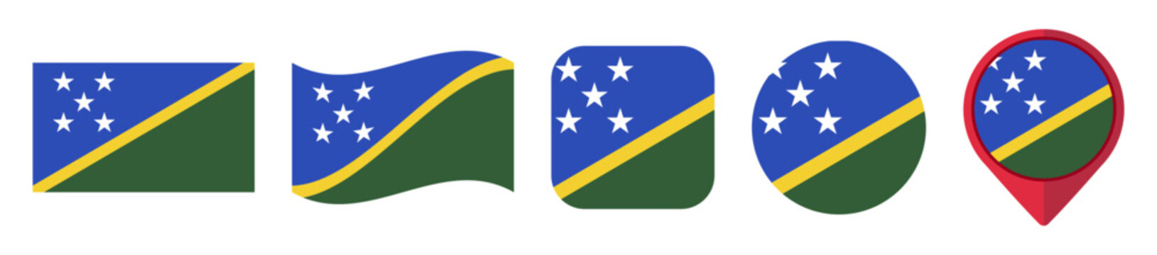 Solomon Islands flag icon set on transparent background