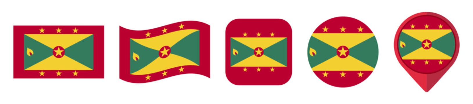 Grenada flag icon set on transparent background