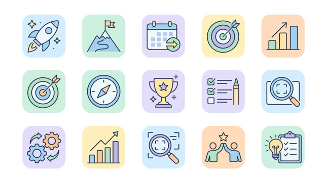 Business icons for strategy and planning.