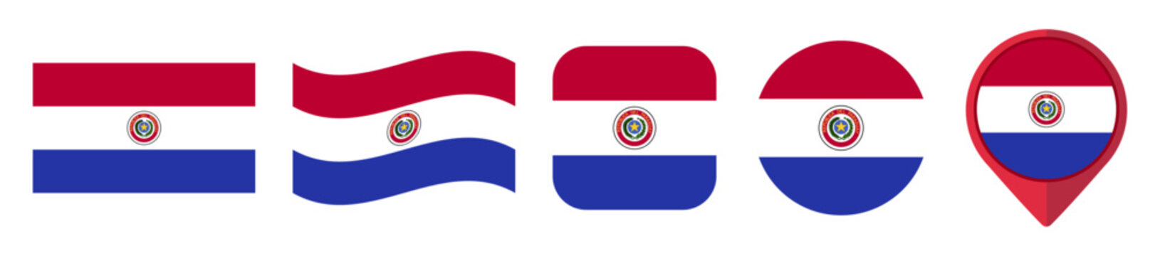 Paraguay flag icon set on transparent background