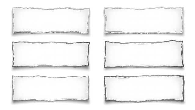 A collection of six torn paper banners for labeling or decoration