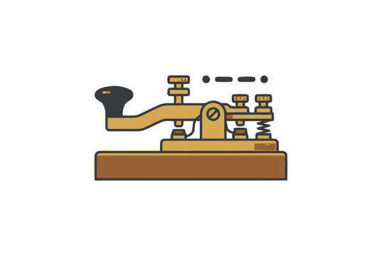 Vintage Morse Code Telegraph Key with Dots and Dashes Illustration