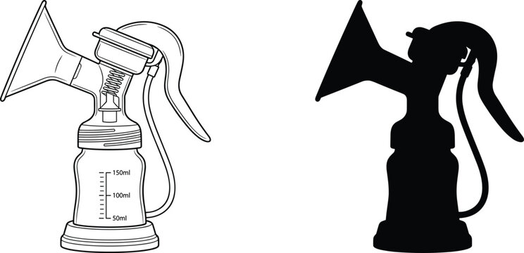 Manual Breast Pump Vector Icon Outline Graphic Symbol for Breastfeeding Motherhood Lactation Care and Infant Feeding ProductsManual Breast Pump Vector Icon Outline Graphic Symbol for Breastfeeding Mot