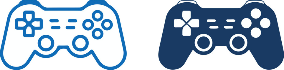 Game Controller Icon Set Outline and Solid Style © Icon Stock