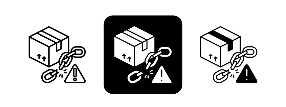 Supply Disrupt  Solid color and black line drawing vector illustration set